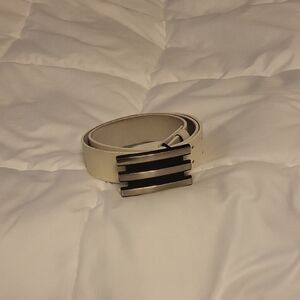 Men's Cream Belt with Black Buckle